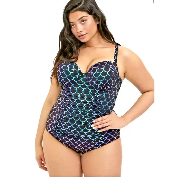 TORRID WOMENS 3-DD/F NWT Slim Fix Underwire Strappy Back One Piece Swimsuit HALO - Picture 2 of 15